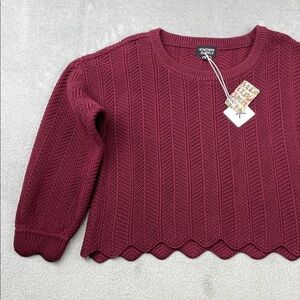 NEW Known Supply S 100% Organic Cotton Akira Women's Burgundy Sweater